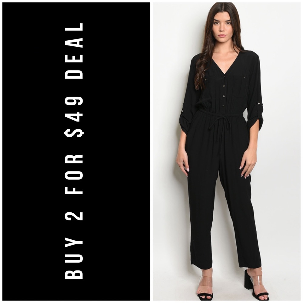 ☀️BLACK BUTTON UP JUMPSUIT